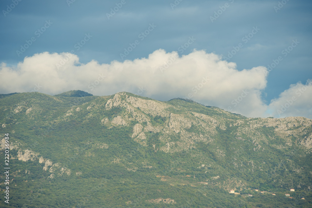 Beautiful landscape of Budva. Montenegro. Sea and mountains Beautiful landscape of Budva. Montenegro. Sea and mountains