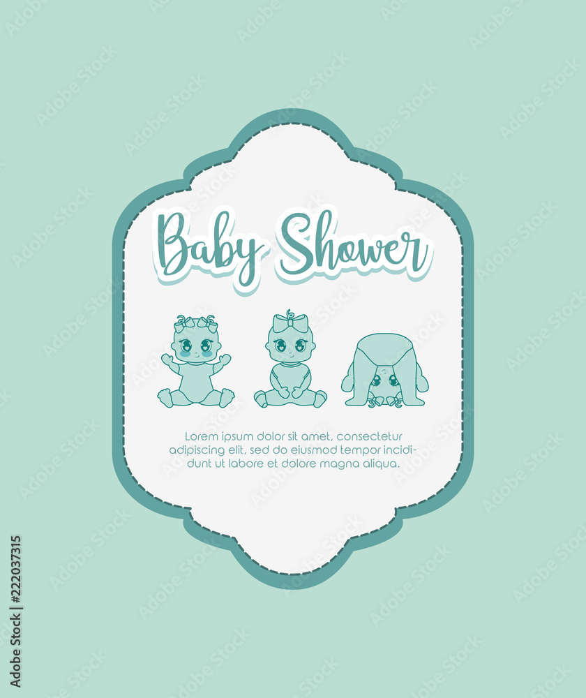 baby shower card with little girls
