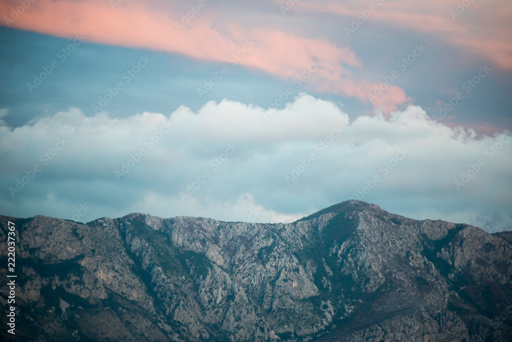 Plakat Beautiful landscape of Budva. Montenegro. Sea and mountains