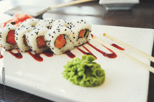 Fresh sushi on a plate