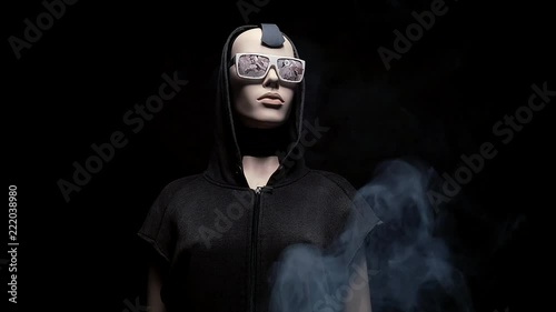  The mannequin is covered with smoke