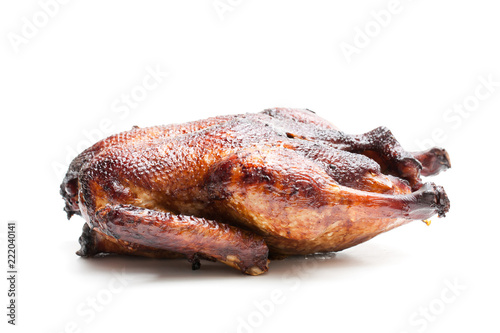 Roasted duck isolated on white