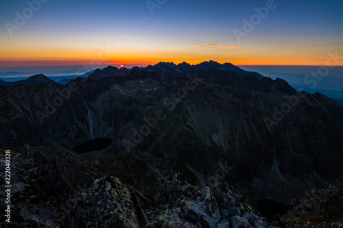 Sunset/sunrise series from the top of spectacular mountain called Krivan in High Tatras, Slovakia. 