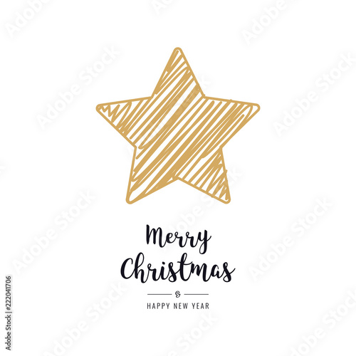 christmas star card scribble drawing greeting isolated background