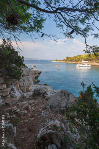Obraz na płótnie Vue de la mer depuis l'île de Hvar en Croatie w salonie