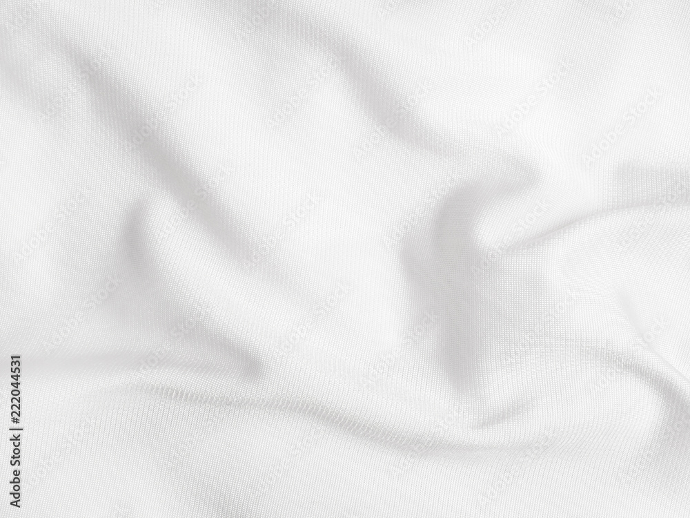 Crumpled texture of white synthetic fabric