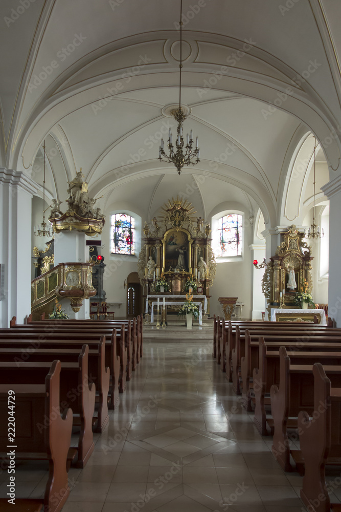 Kamien Slaski, Poland, August 28, 2018: Interior of the St. Jack's church in Kamien Slaski near Opole