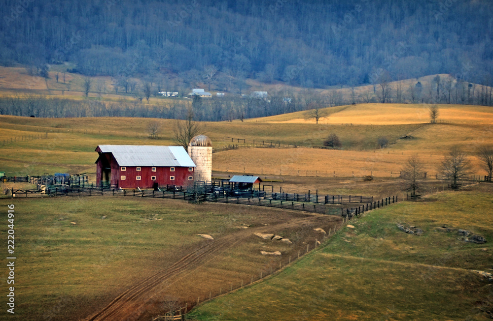 Country Farmland Barn on Left