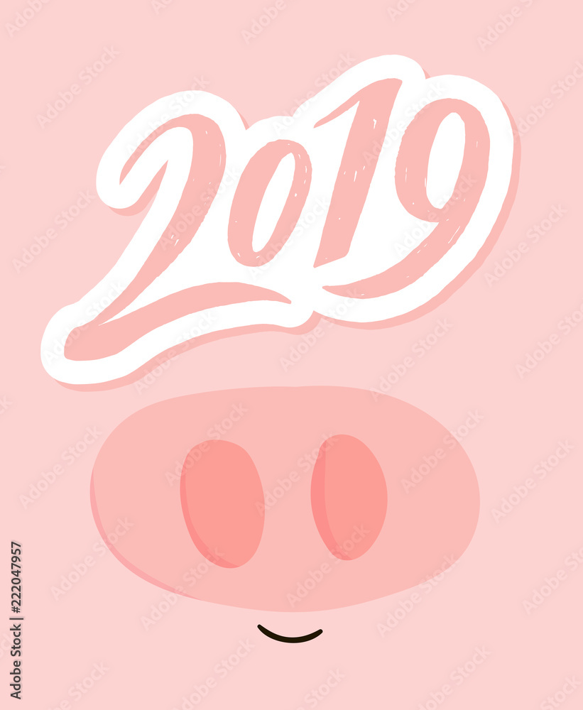 2019 Calendar New Year Pig Pink Cute Animal Design 2019 Calendar New Year Pig Pink Cute Animal Design