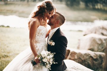 The happy couple.Wedding photos in nature.Couple in love