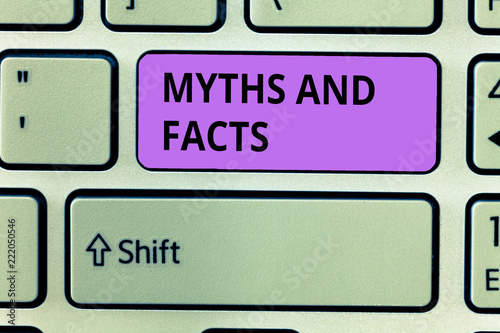 Conceptual hand writing showing Myths And Facts. Business photo showcasing Oppositive concept about modern and ancient period. photo