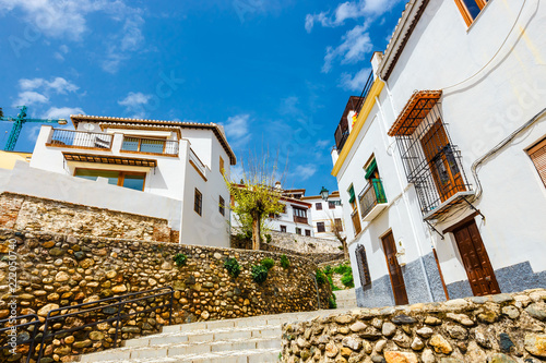  Street view of the historic district of Albaicin in Granada, Andalusia, Spain. photo