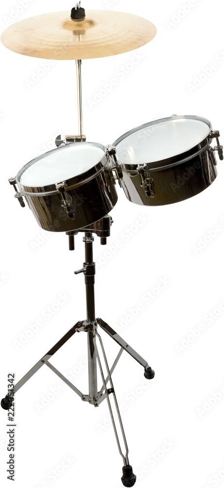 Two Tom Drums and Cymbal on Stand - Isolated Two Tom Drums and Cymbal on Stand - Isolated