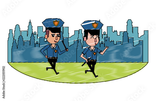 Cops in the city scribble