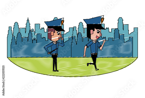 Cops in the city scribble