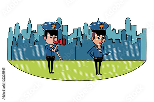 Cops in the city scribble