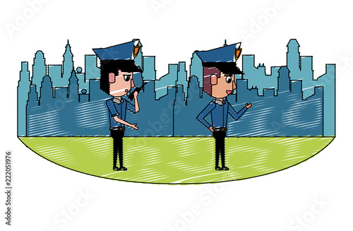 Cops in the city scribble
