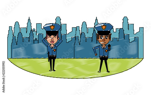 Cops in the city scribble