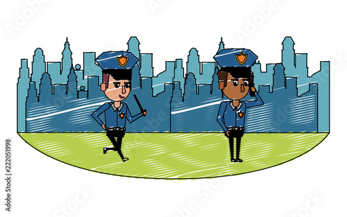 Cops in the city scribble