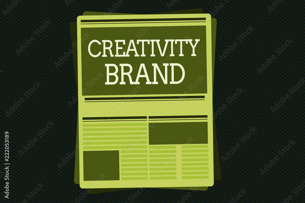 Writing note showing Creativity Brand. Business photo showcasing design name or feature that distinguishes organization.