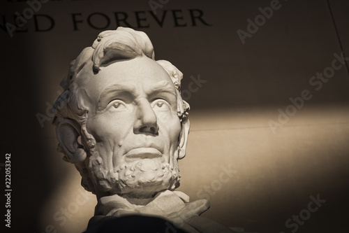 Statue of Abraham Lincoln Memorial on the National Mall in Washington DC USA