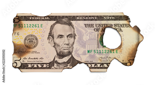 Burned Five Dollar Bill photo