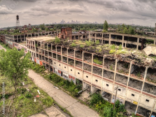 Aerial View of the Famous Abandoned Packard Plant in Detroit
