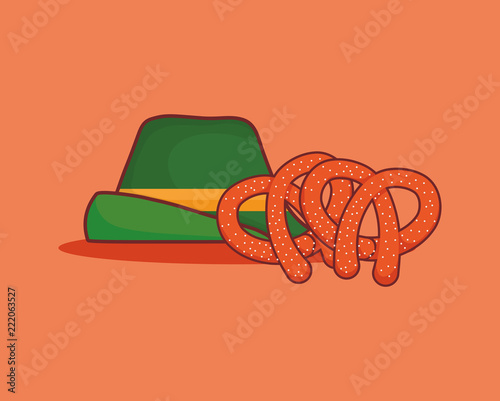 traditional german hat with pretzel