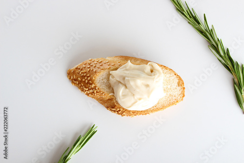 processed cheese bread on a white background