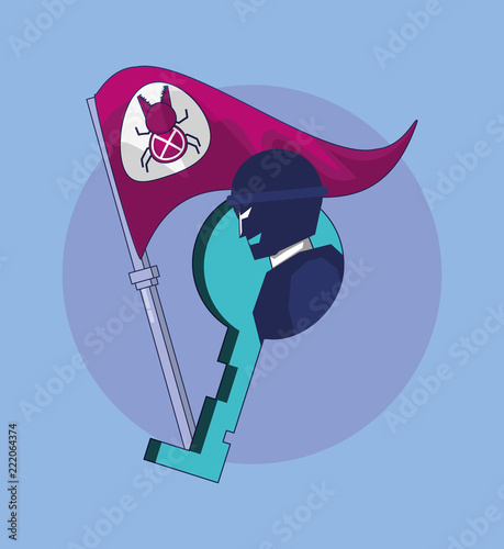 terrorist with flag bug cyber atack