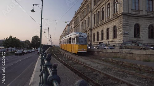 Trams passing in Budapest