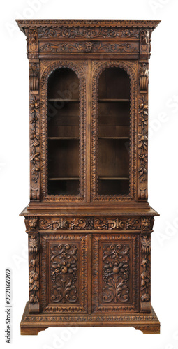 China cabinet carved with clipping path