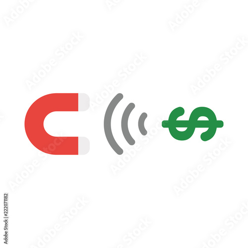 Vector icon concept of magnet attracting dollar money symbol