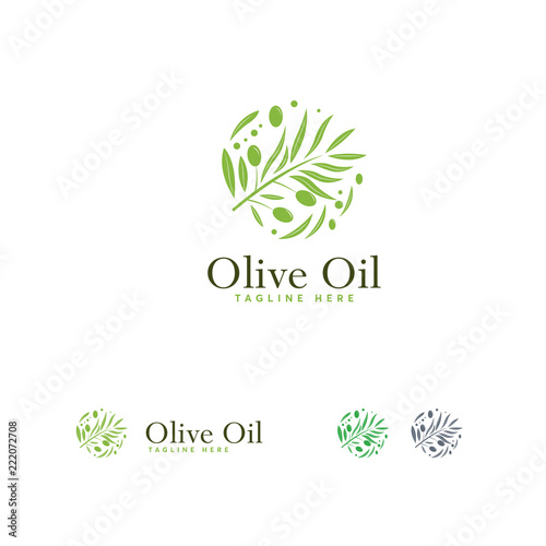Abstrack Circle Olive Oil logo designs concept  Skin Care logo template
