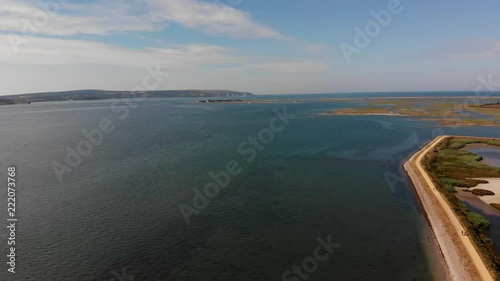 Aerial shot along the Lymington foreshore on a clear day photo