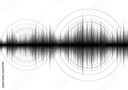 Earthquake Wave Low and Hight richter scale. Sound waves oscillating dark light background. Vector illustration