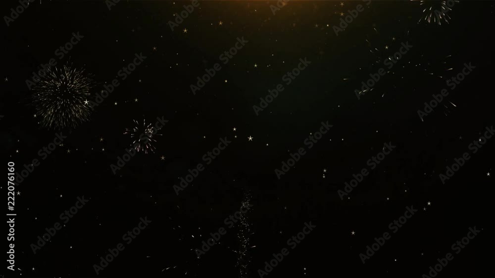 27th Happy Birthday Text Greeting and Wishes card Made from Glitter Particles From Golden Firework display on Black Night Motion Background. for celebration, party, greeting card, invitation card.