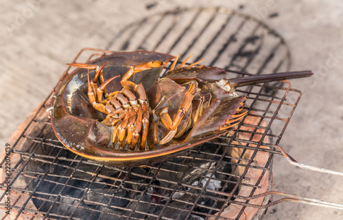 Grilled Pimp on the Charcoal Stove Grate.

