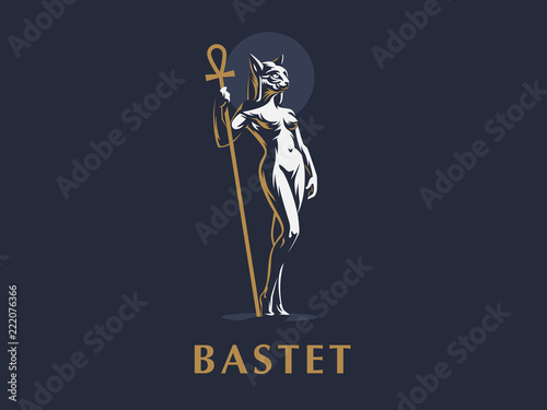 Egyptian goddess Bastet. Vector illustration. photo