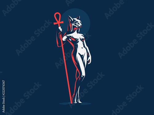 Egyptian goddess Bastet. Vector illustration.
