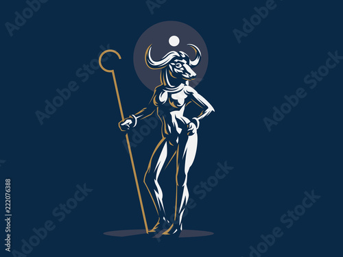 Egyptian goddess Hathor. Vector illustration.