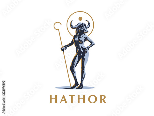 Egyptian goddess Hathor. Vector illustration.