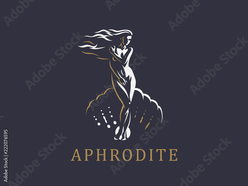 Aphrodite or Venus. Vector emblem.