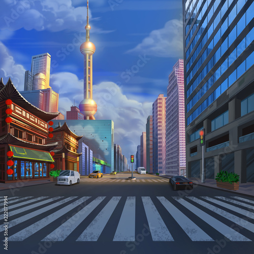 Photography China ShangHai Street Realistic Country City Area Painting Series