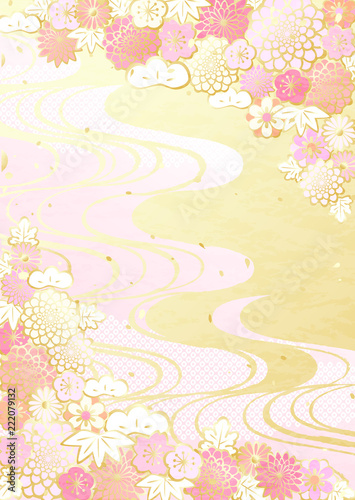 和花　流水　背景