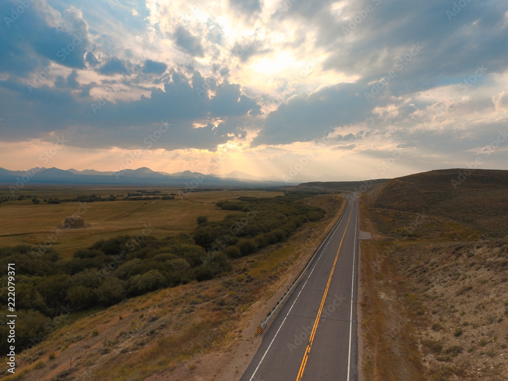 Fall road through Montana 