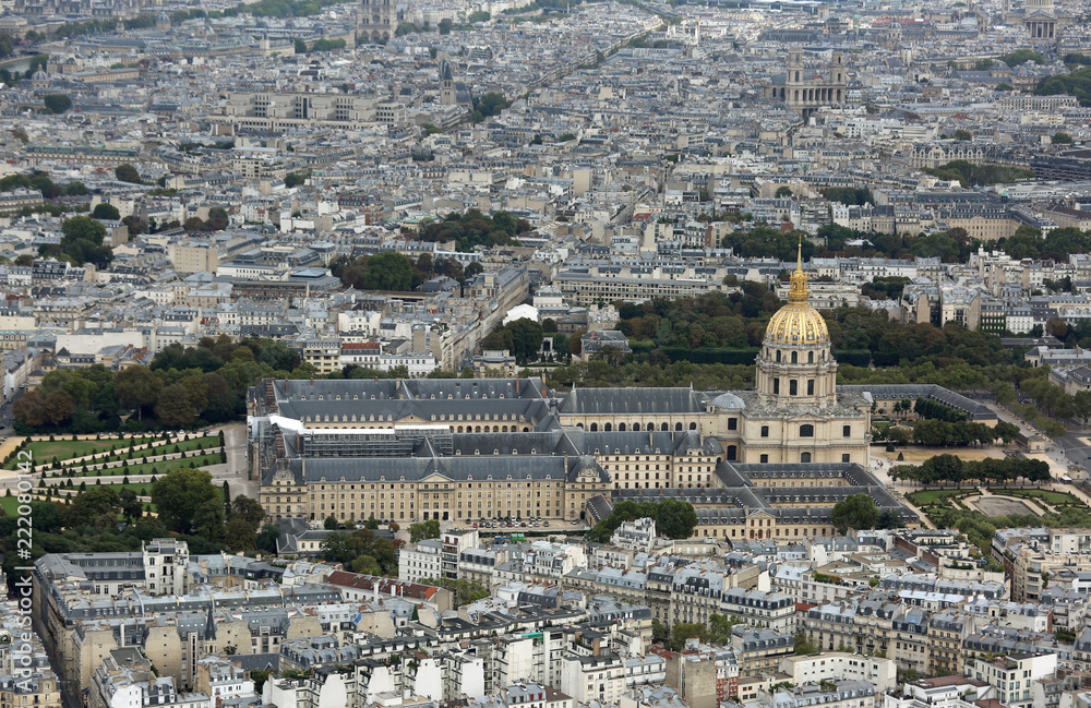 Les Invalides Monument from Eiffel Tower in Paris