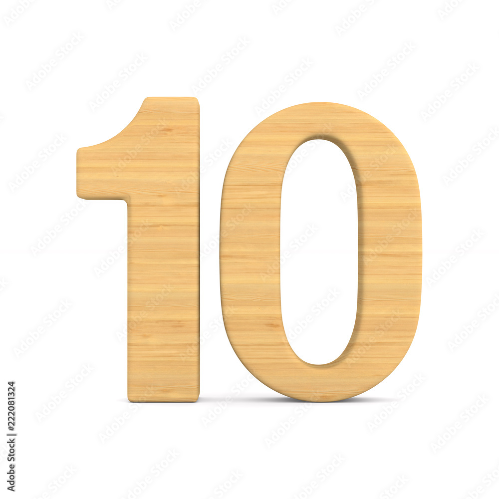 Number ten on white background. Isolated 3D illustration Number ten on white background. Isolated 3D illustration
