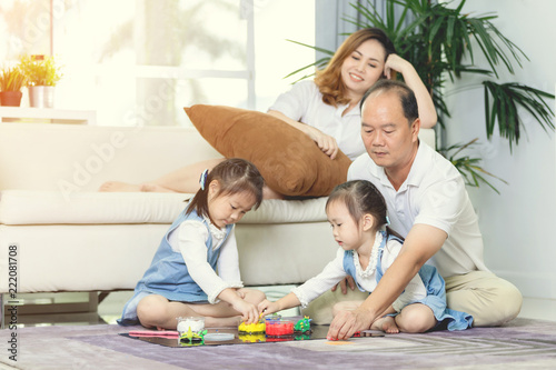 Happy asian family lifestyle at home.