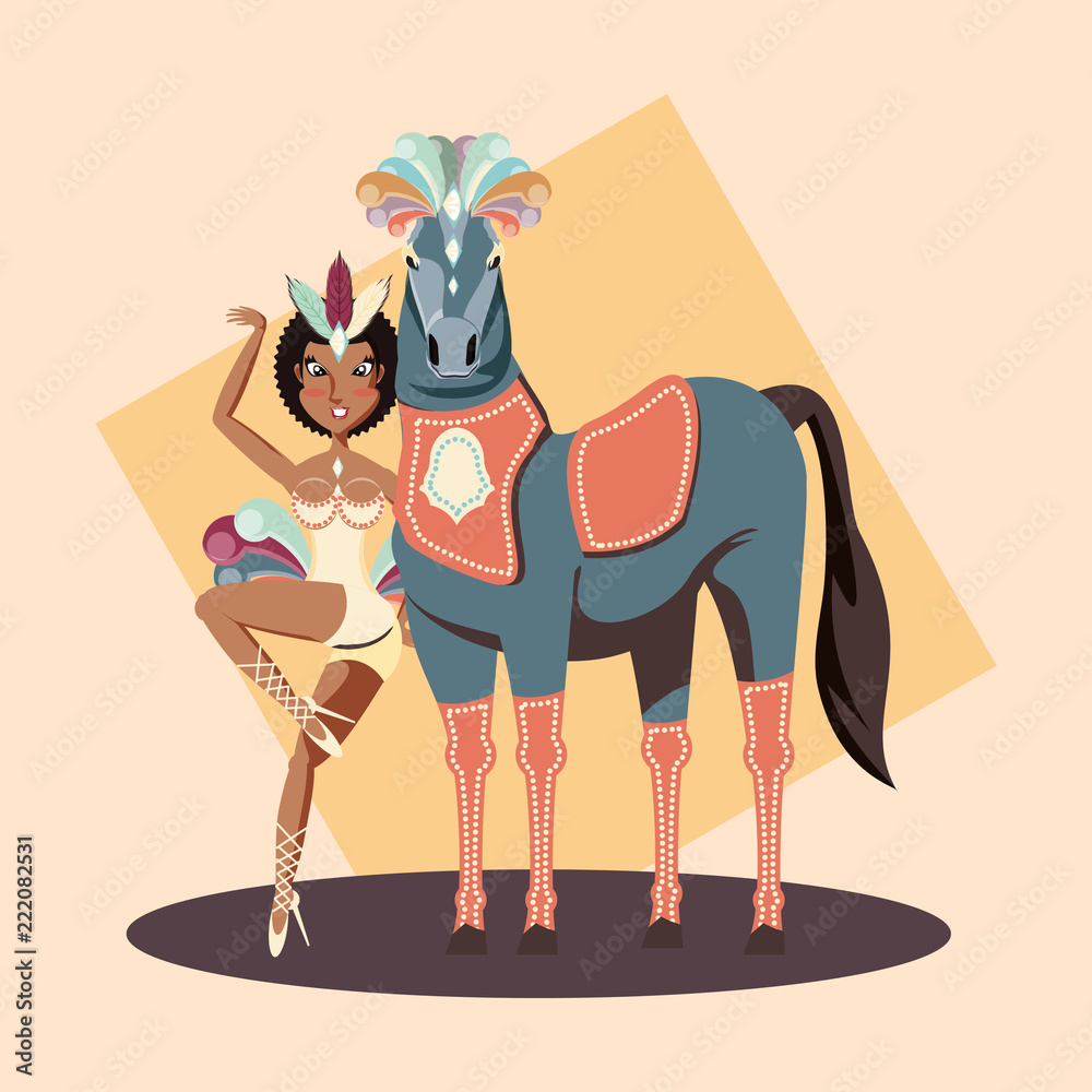 Obraz premium beautiful woman with circus horse carnival show